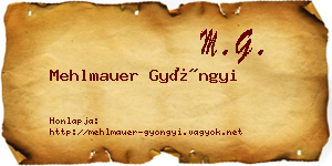 Mehlmauer Gyöngyi névjegykártya